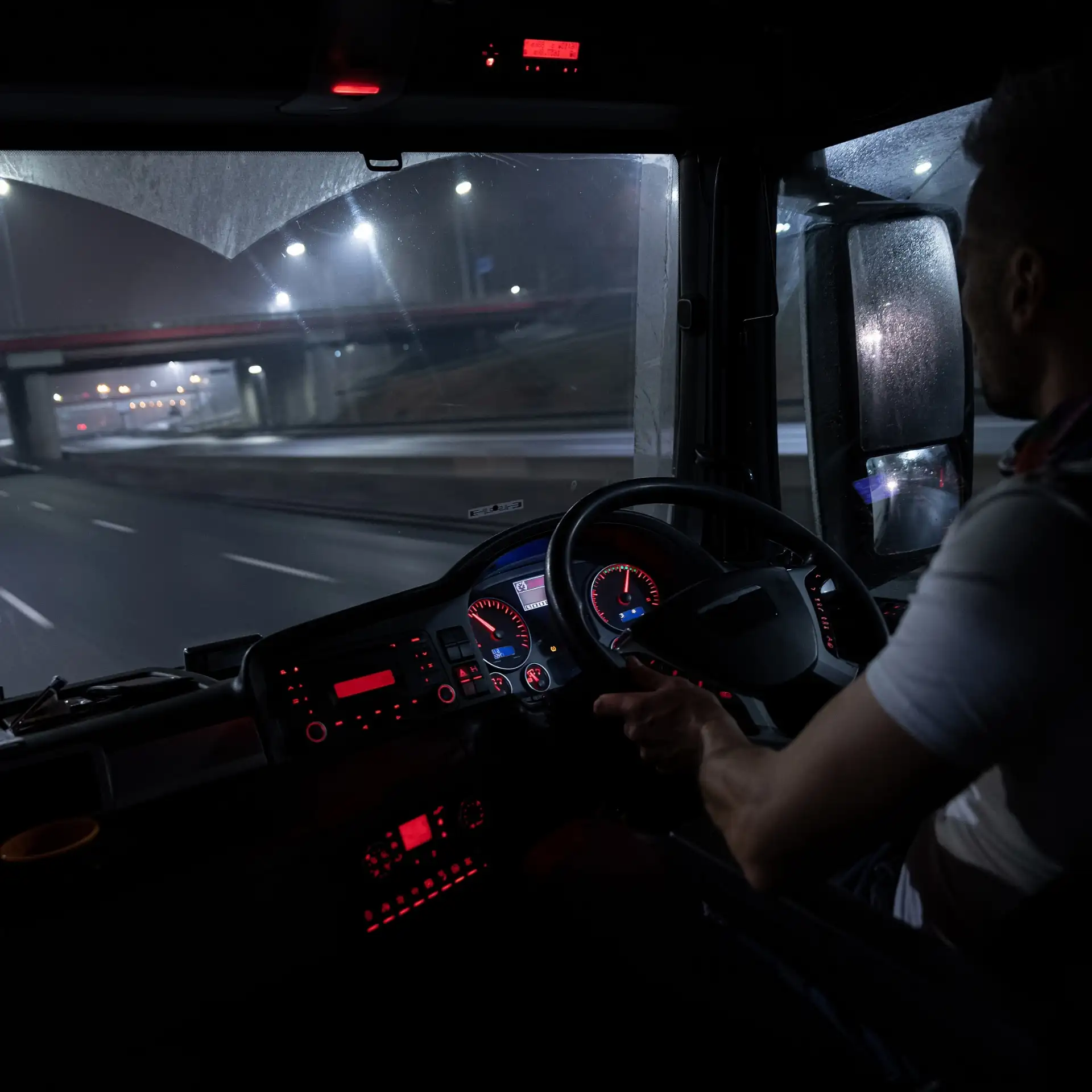 Driver on the road in vehicle