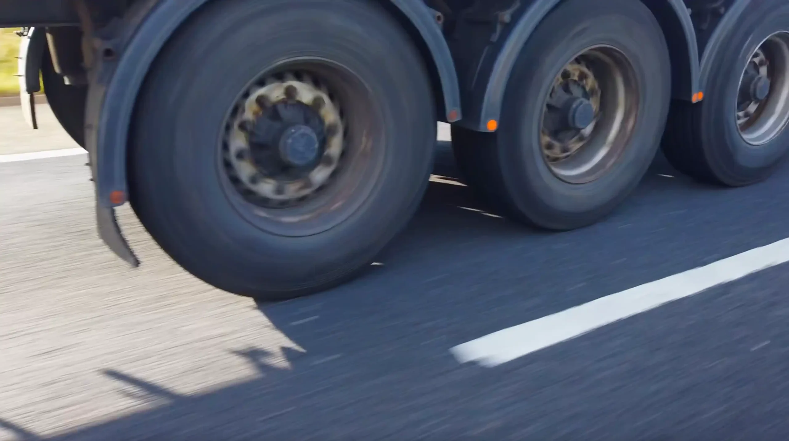 Vehicle wheels on road