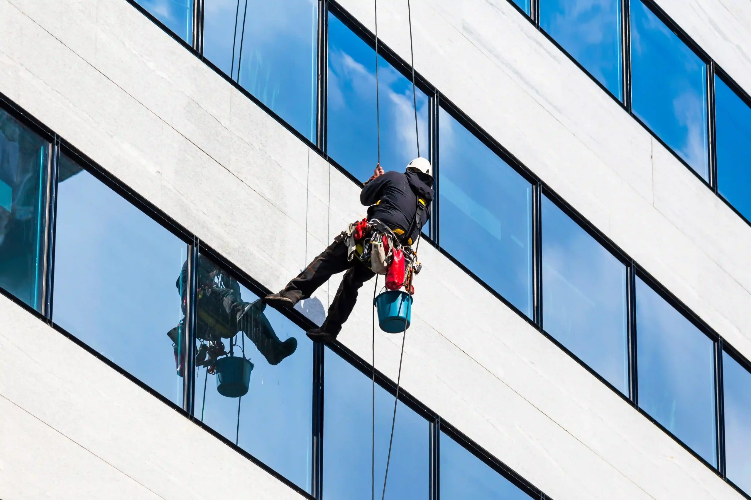 Lone worker on building