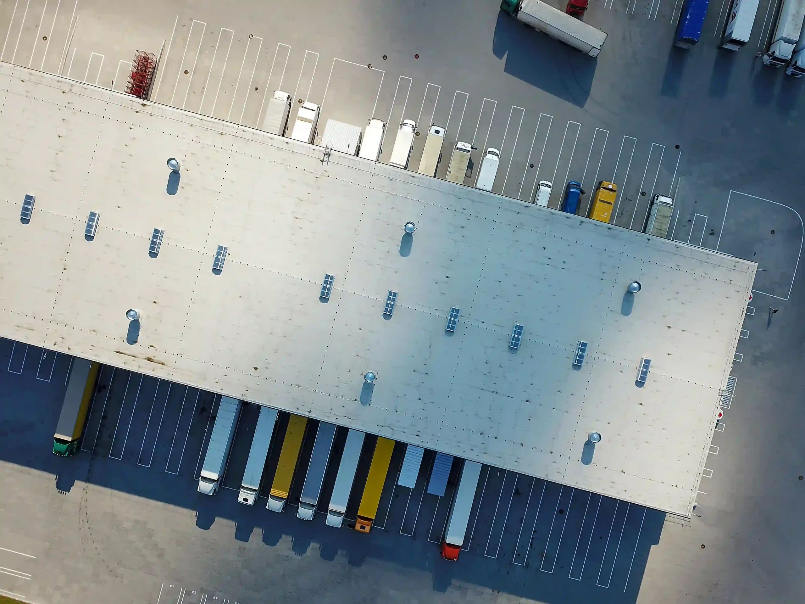 Fleet of vehicles aerial view