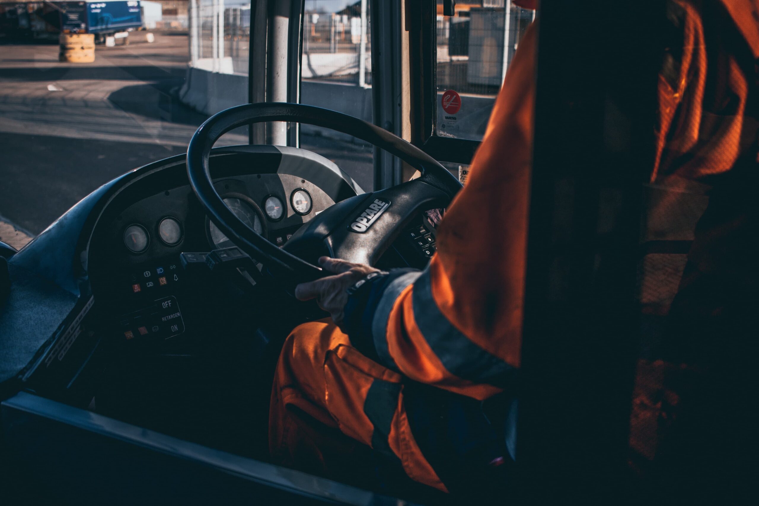 man sat in front of truck
