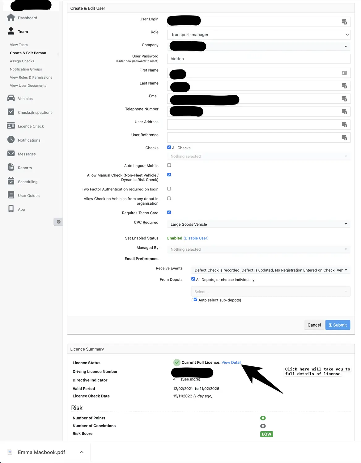 update job card