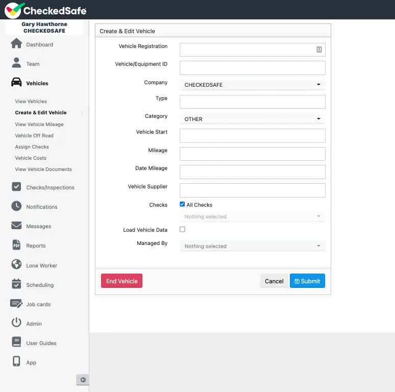 Managing vehicle